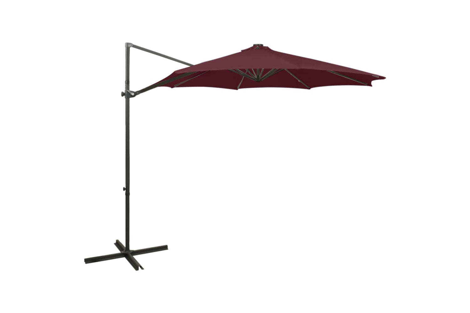 Vidaxl 312342 Cantilever Umbrella With Pole And Led Lights Bordeaux Red 300 Cm