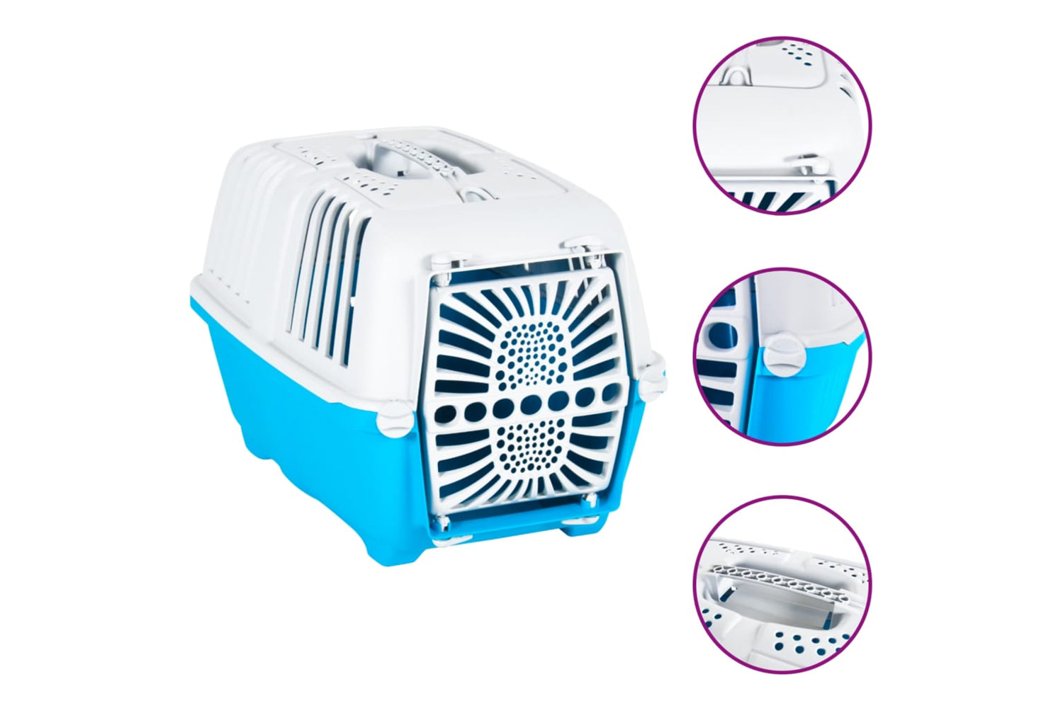 Vidaxl 172217 Pet Carrier White And Blue 55x36x36cm Polypropylene