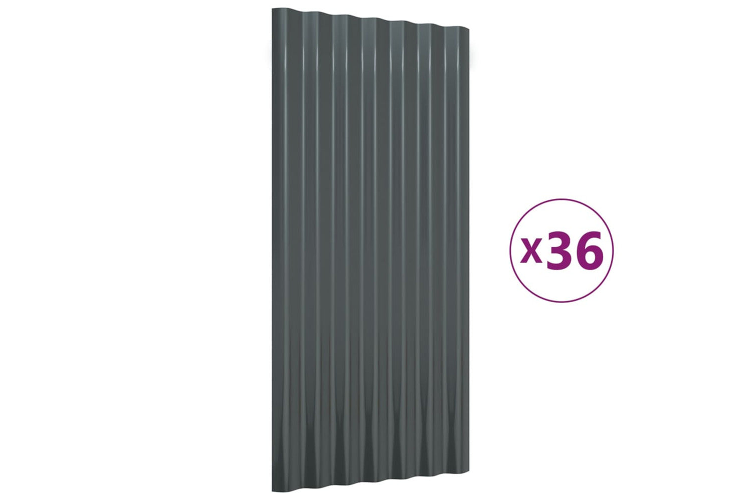 vidaXL 319141 Roof Panels 36 Pcs Powder-coated Steel Anthracite 80x36cm-2