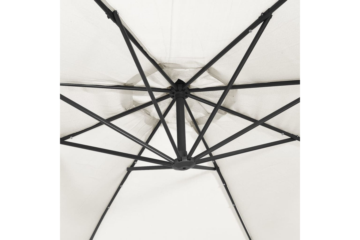 Vidaxl 42970 Hanging Parasol With Led Lighting 300 Cm Sand Metal Pole-8