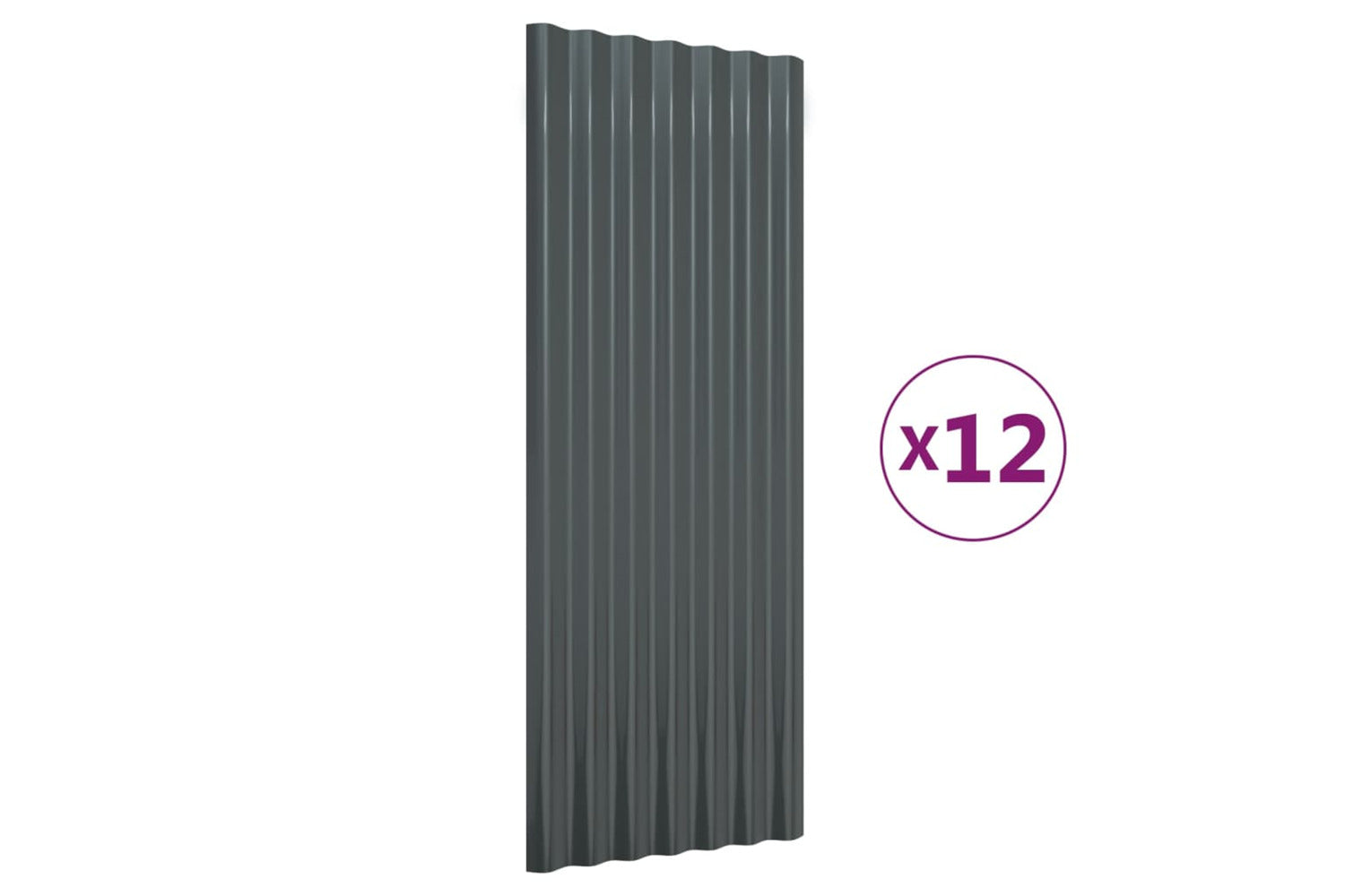 vidaXL 319145 Roof Panels 12 Pcs Powder-coated Steel Anthracite 100x36cm-2