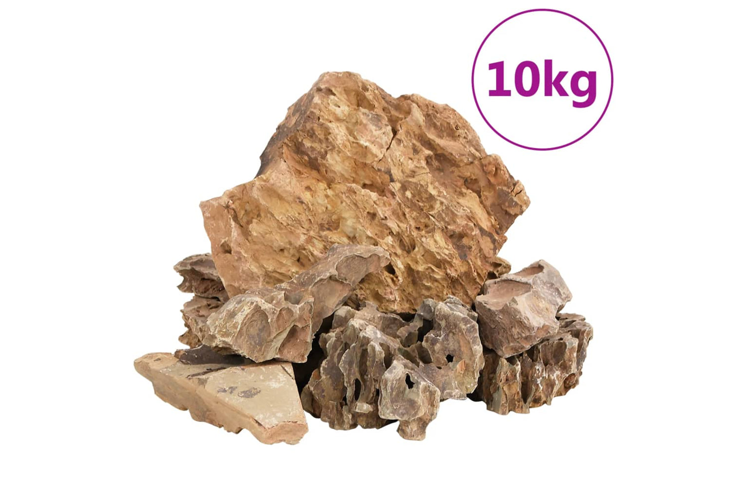 vidaXL 3217166 Dragon Stones 10 Kg Brown 5-30cm