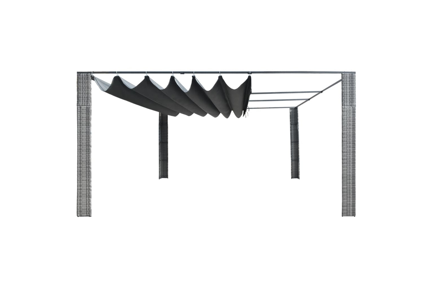 vidaXL 44819 Gazebo With Sliding Roof Poly Rattan 400x400x200cm Grey And Anthracite-2