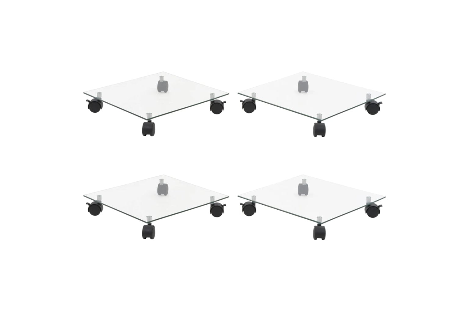 vidaXL 3144027 Plant Rollers 4 Pcs 35x35cm Tempered Glass Square