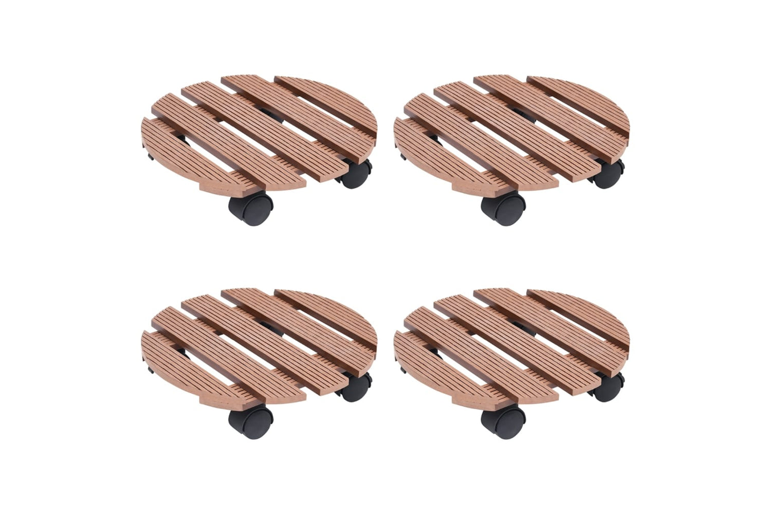 vidaXL 3143925 Plant Trolleys 4 Pcs Brown ÃƒÂƒÃ‚Â˜30x7,5cm Wpc