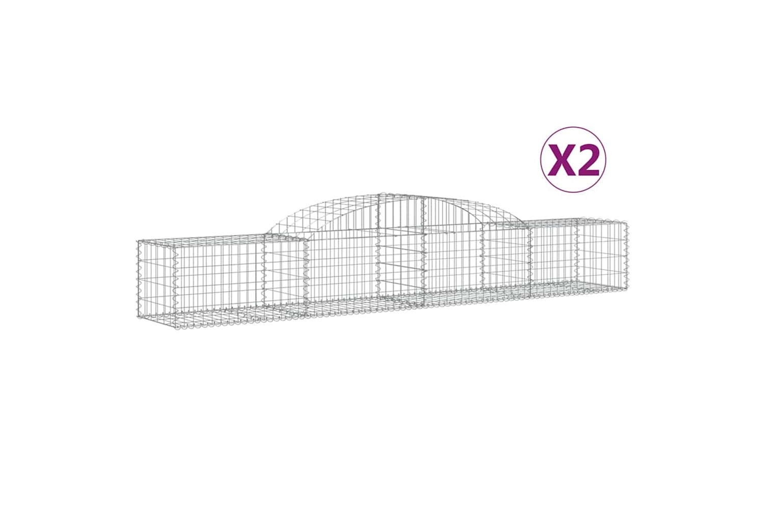 vidaXL 3146647 Arched Gabion Baskets 2 Pcs 300x50x40/60cm Galvanised Iron