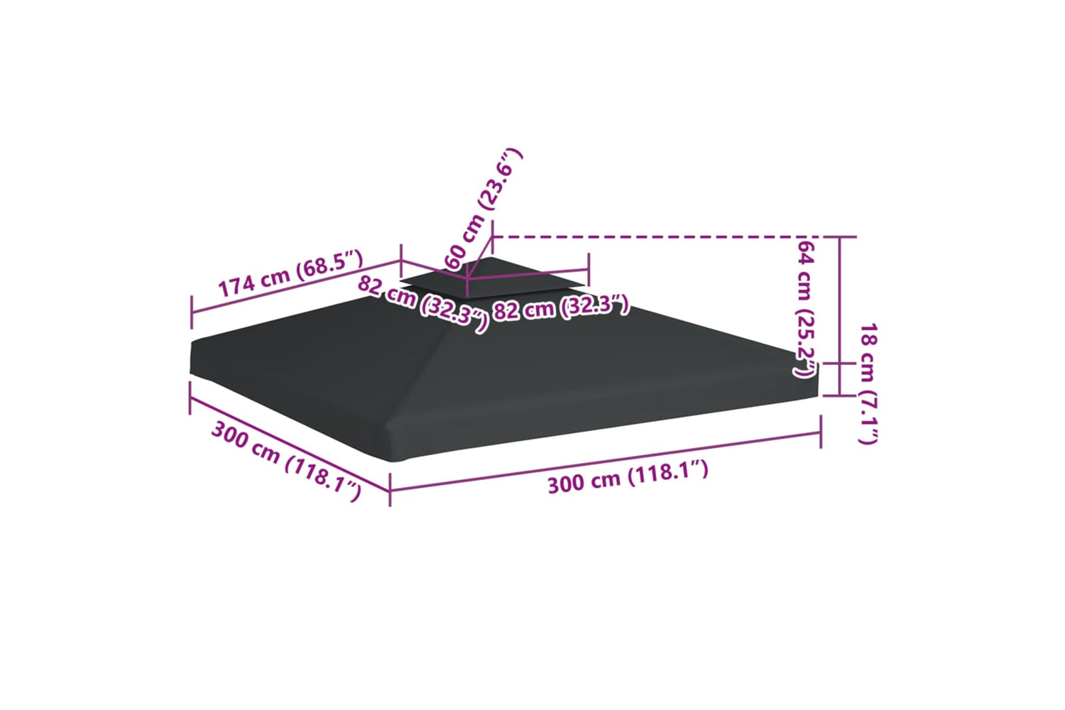 Vidaxl Gazebo Cover Canopy Replacement 310 G / Mâ² Dark Grey 3 X 3 M-6