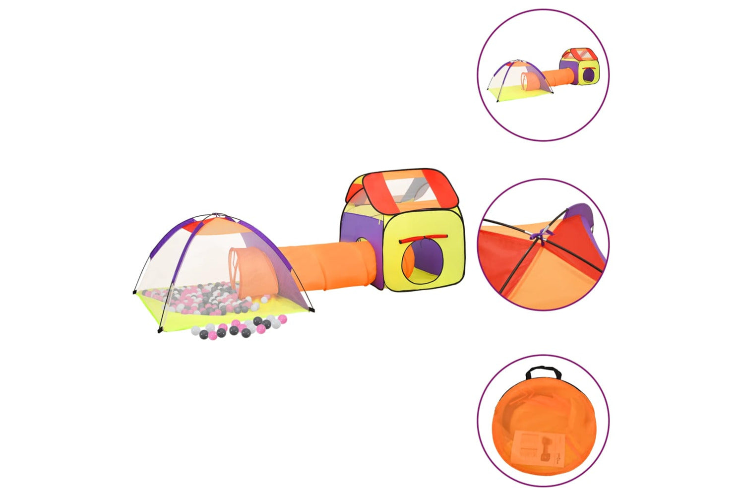 vidaXL 3107732 Children Play Tent With 250 Balls Multicolour 338x123x111cm-2