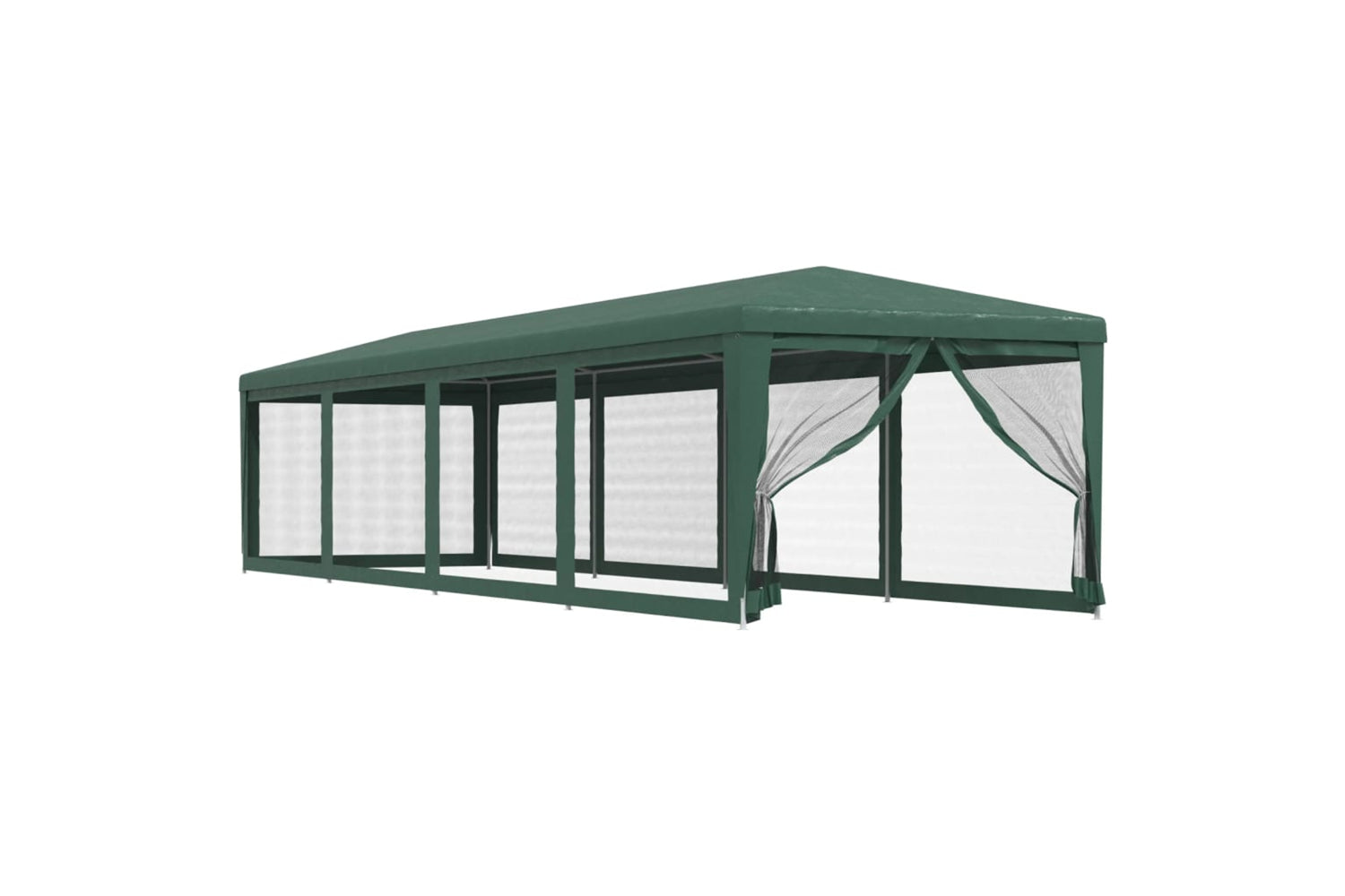 Vidaxl 319248 Party Tent With 10 Mesh Sidewalls Green 3x12 M Hdpe