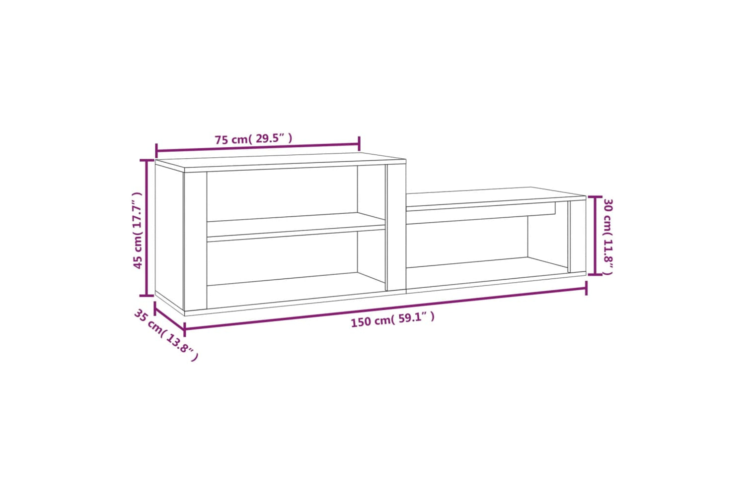 vidaXL 816916 Shoe Cabinet Concrete Grey 150x35x45cm Engineered Wood-8