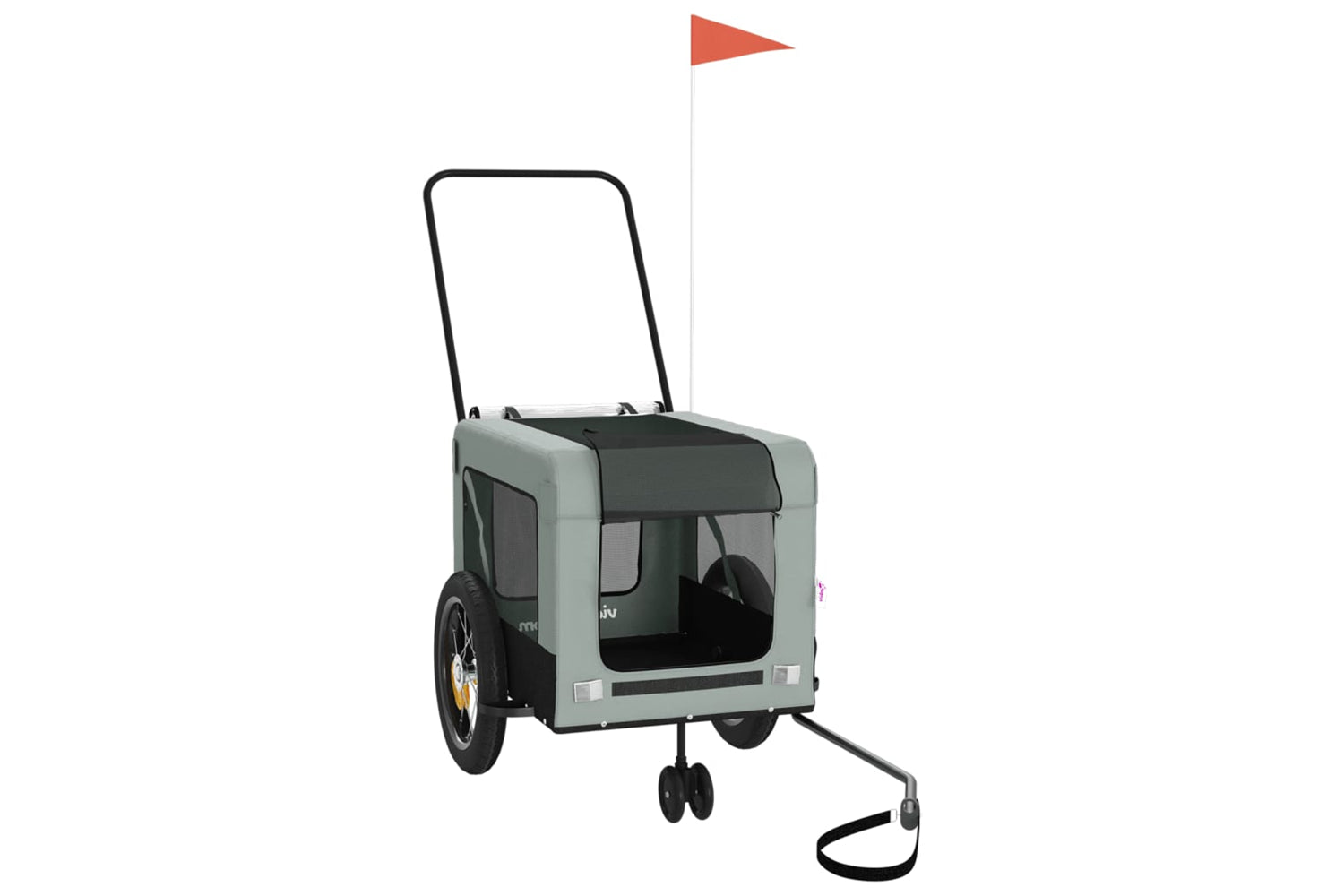Vidaxl 93944 Pet Bike Trailer Grey And Black Oxford Fabric And Iron