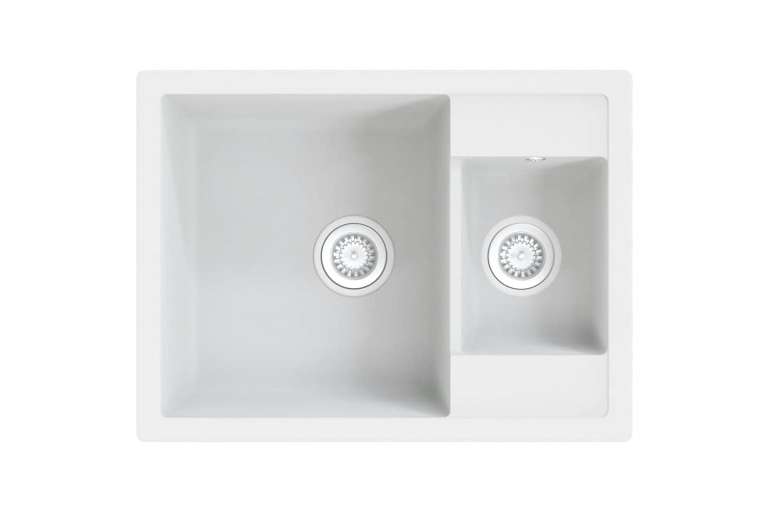 Vidaxl Kitchen Sink With Overflow Hole Double Basins White Granite