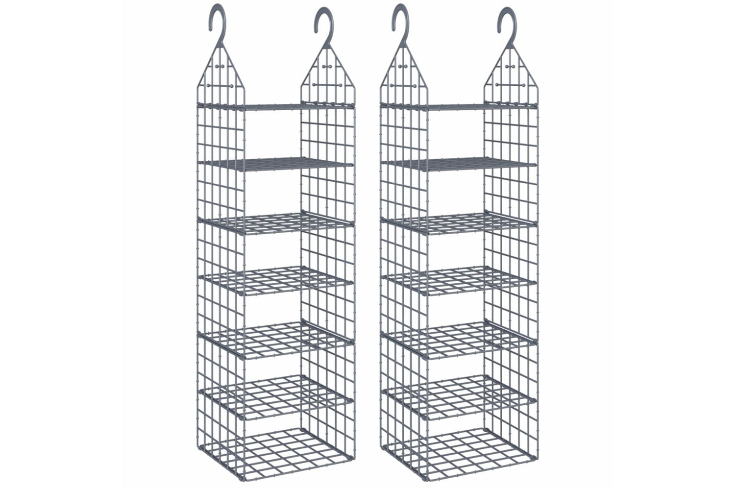 Vidaxl 3102980 Hanging Closet Organiser With 7 Shelves 2 Pcs