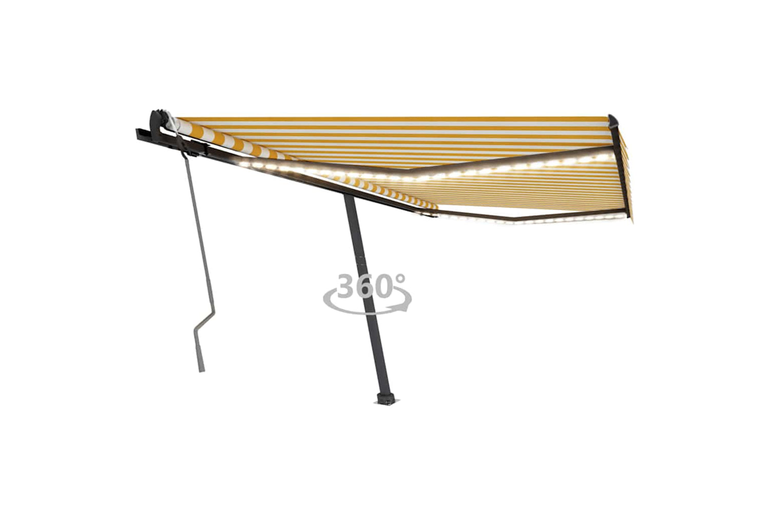 Vidaxl Manual Retractable Awning With Led 450x300 Cm Yellow And White