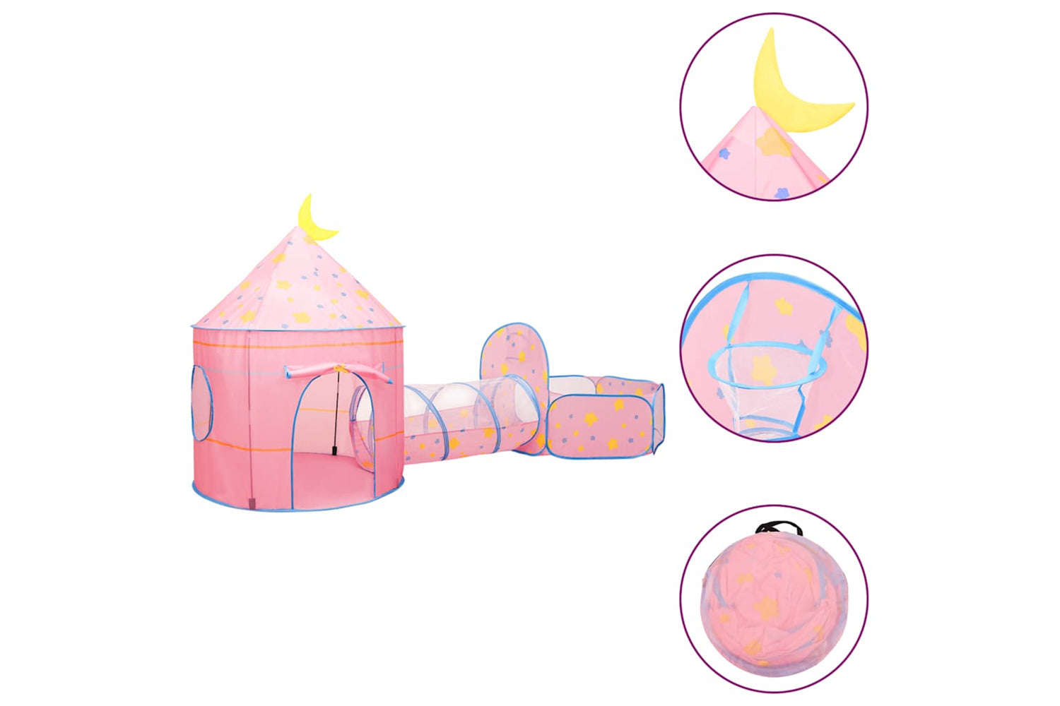Vidaxl Children Play Tent Pink 301x120x128 Cm-2