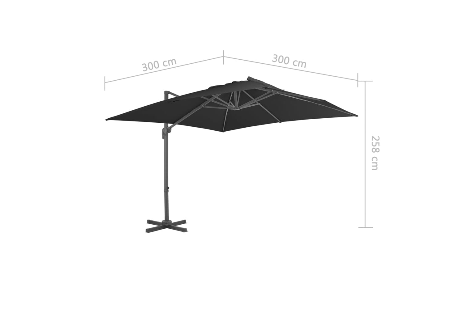 vidaXL 44636 Cantilever Umbrella With Aluminium Pole 300x300cm Anthracite-9