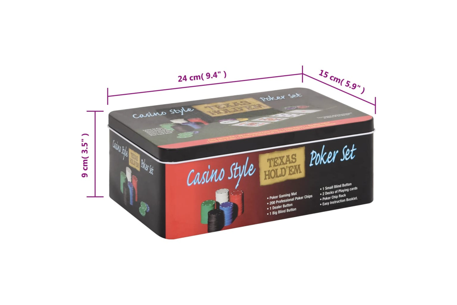 vidaXL 80418 Poker Chip Set 200 Pcs 4 G-9