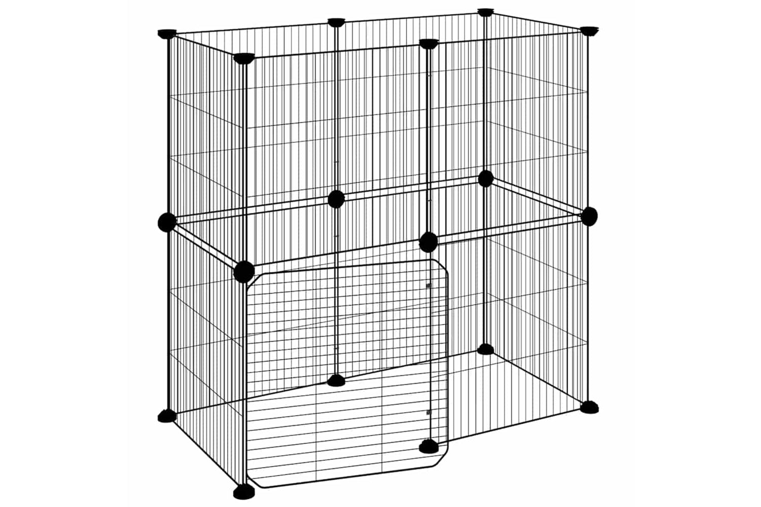 vidaXL 3114036 12-panel Pet Cage With Door Black 35x35cm Steel