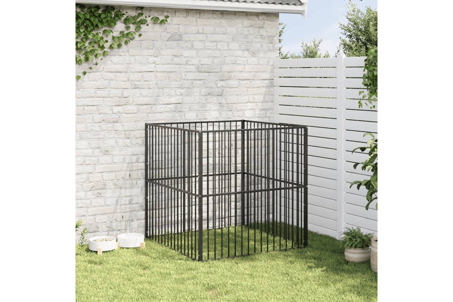 Vidaxl 172209 Dog Playpen 4 Panel Black Galvanised Steel-2