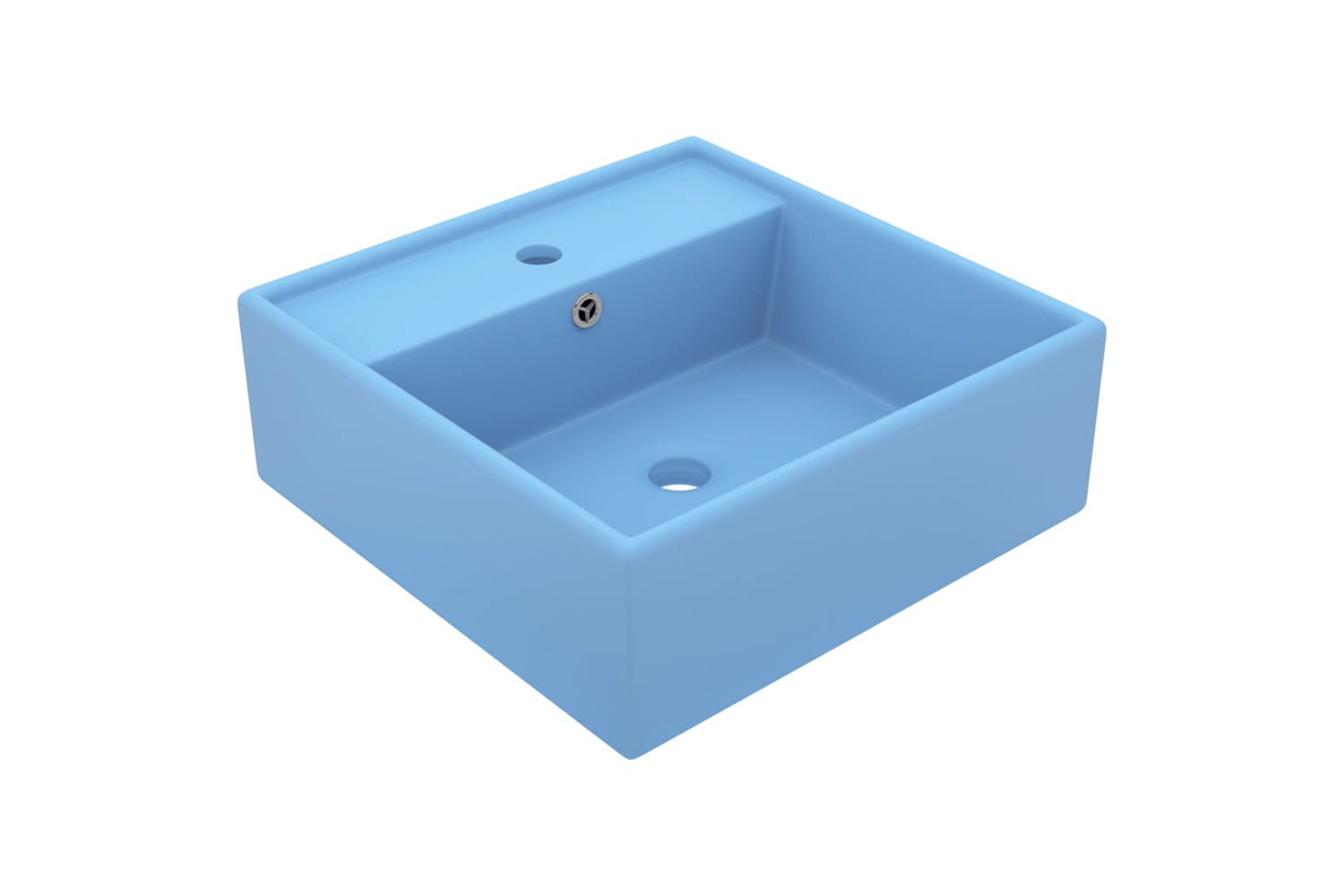 vidaXL 146945 Luxury Basin Overflow Square Matt Light Blue 41x41cm Ceramic