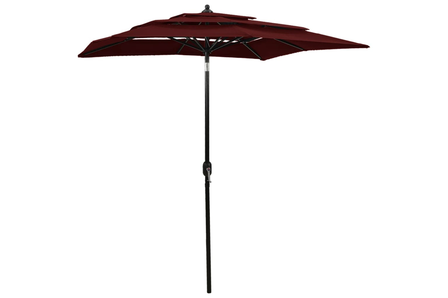 Vidaxl 313848 3-tier Parasol With Aluminium Pole Bordeaux Red 2x2 M