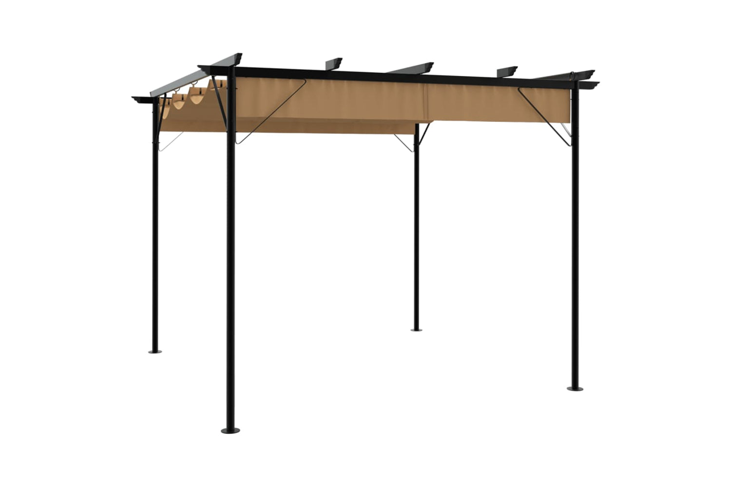 Vidaxl 312227 Pergola With Retractable Roof Taupe 3x3 M Steel 180 G/mâ²
