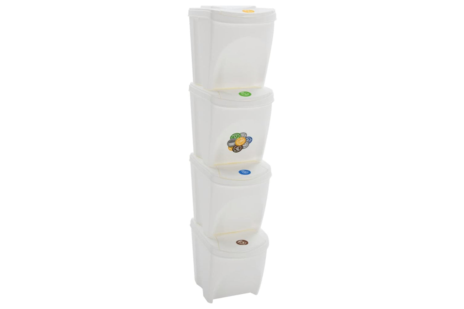 Vidaxl 152201 Stackable Garbage Bin Boxes 4 Pcs White 100 L Polypropylene