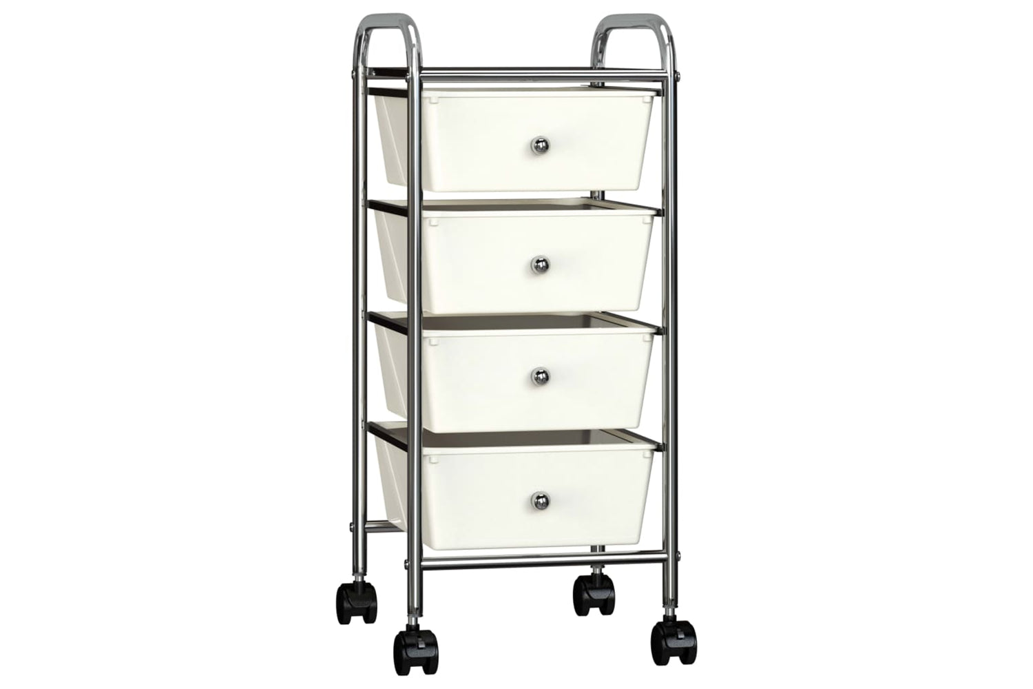 Vidaxl 320399 4-drawer Mobile Storage Trolley White Plastic