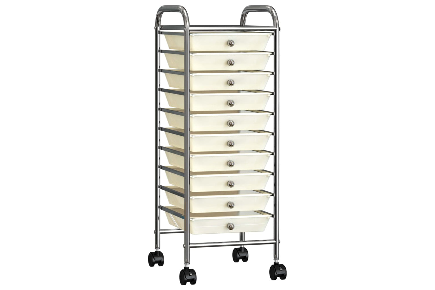 Vidaxl 320403 10-drawer Mobile Storage Trolley White Plastic