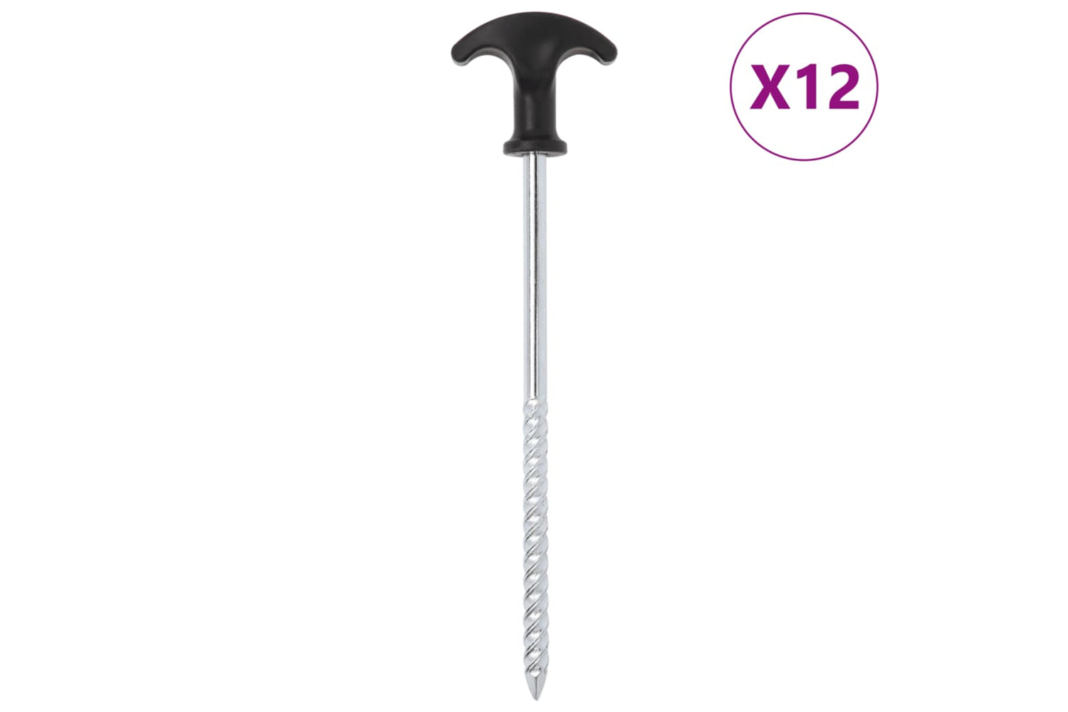 vidaXL 4009319 Tent Pegs 12 Pcs 20cm x 7mm Galvanised Steel