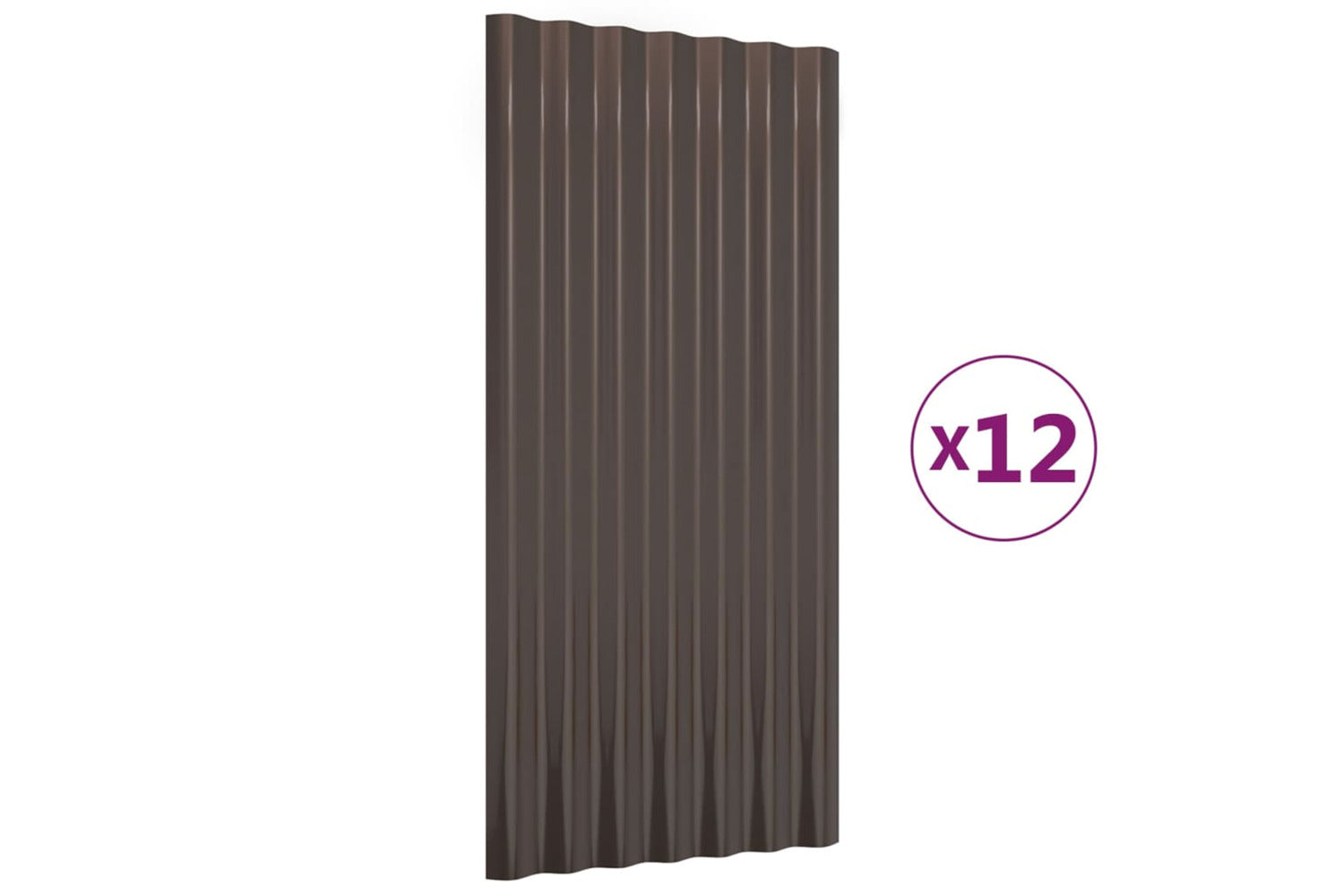 vidaXL 319135 Roof Panels 12 Pcs Powder-coated Steel Brown 80x36cm-2