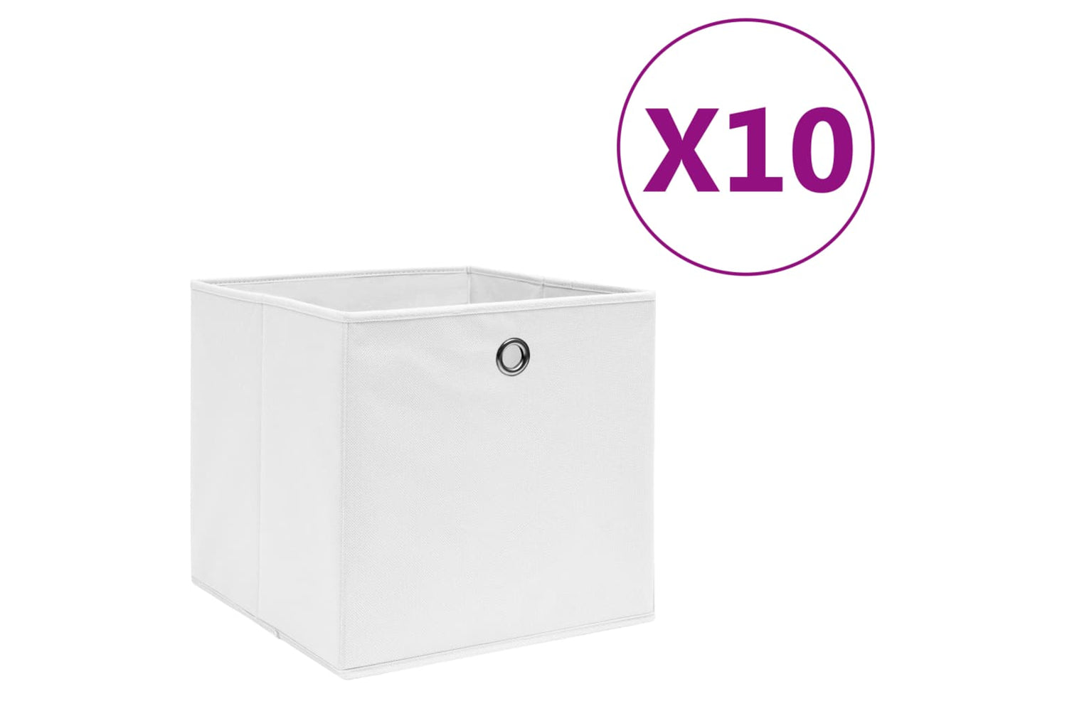 vidaXL 325209 Storage Boxes 10 Pcs Non-woven Fabric 28x28x28cm White