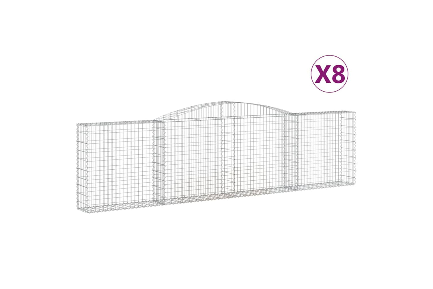 vidaXL 3146872 Arched Gabion Baskets 8 Pcs 400x30x100/120cm Galvanised Iron