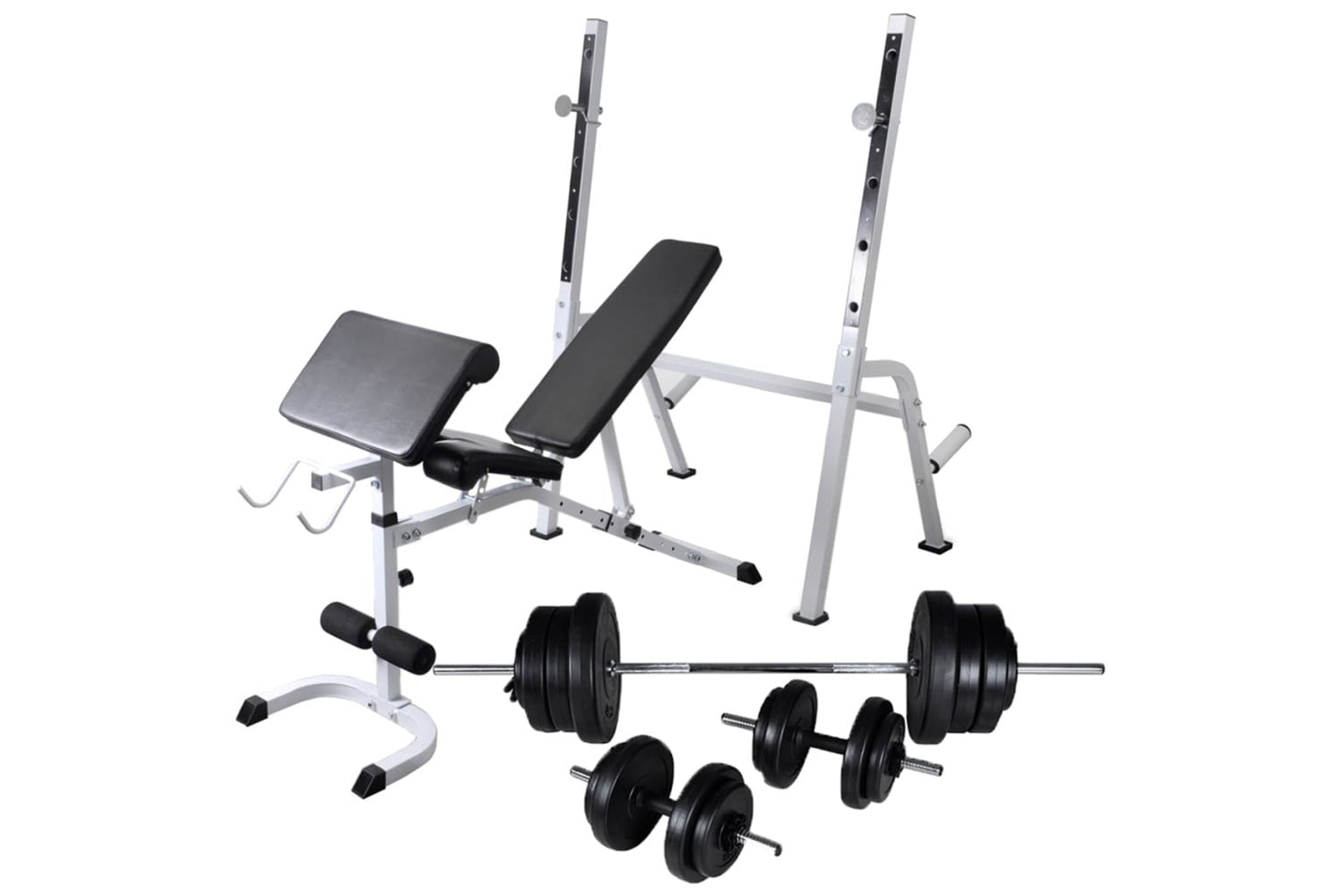 Vidaxl 275362 Workout Bench With Weight Rack, Barbell And Dumbbell Set 60.5kg-2