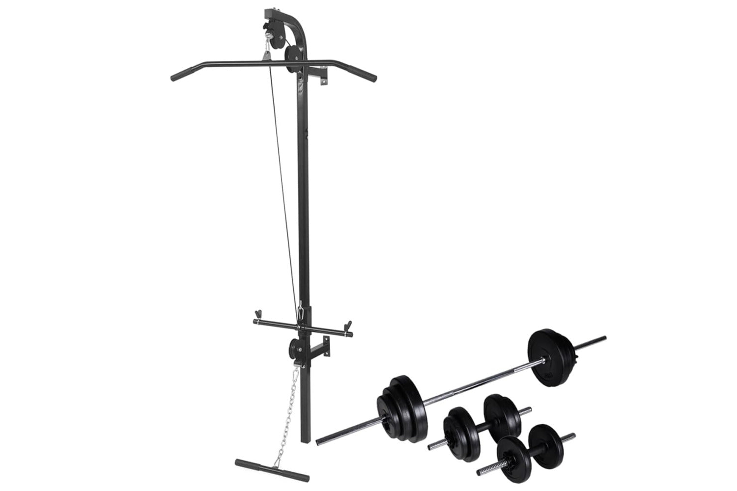Vidaxl 275358 Wall-mounted Power Tower With Barbell And Dumbbell Set 30.5 Kg-2