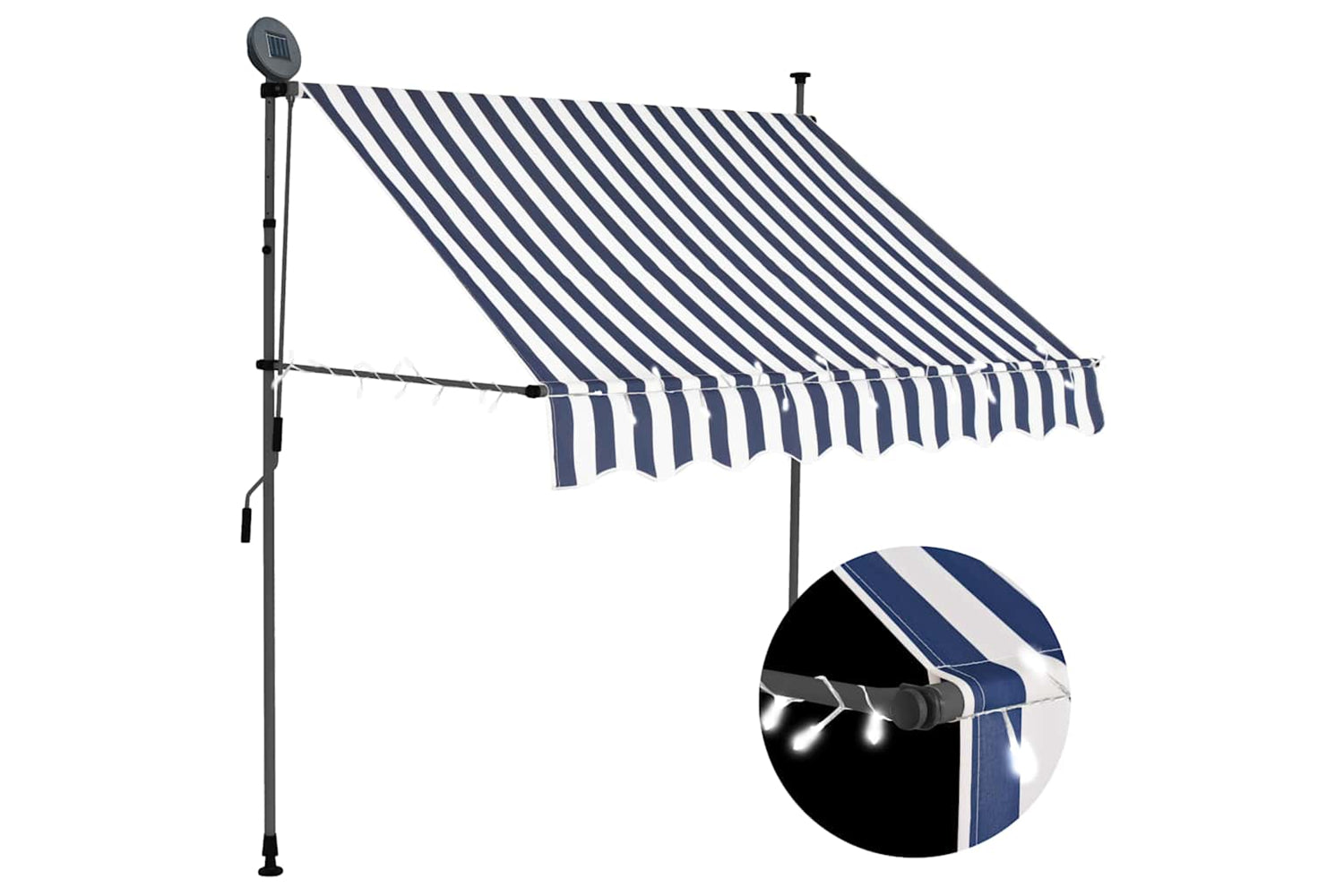 vidaXL 145843 Manual Retractable Awning With Led 200cm Blue And White