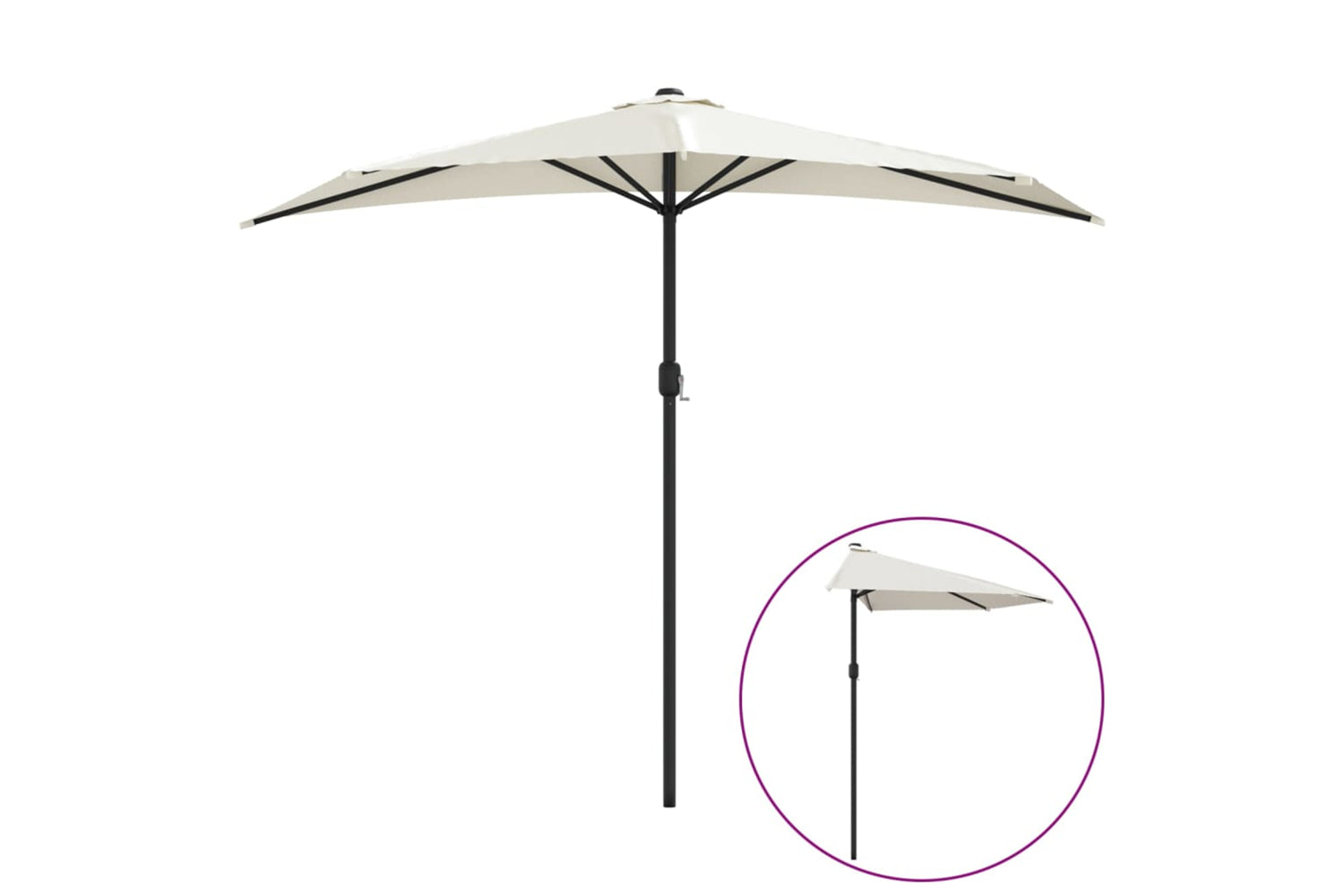 vidaXL 44587 Balcony Parasol With Aluminium Pole Sand 270x144cm Half