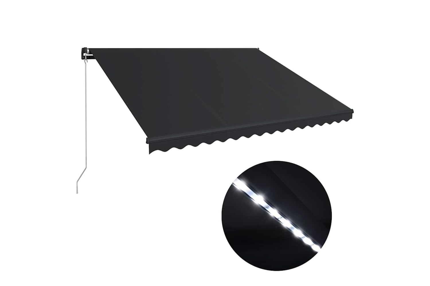 Vidaxl Manual Retractable Awning With Led 450x300 Cm Anthracite