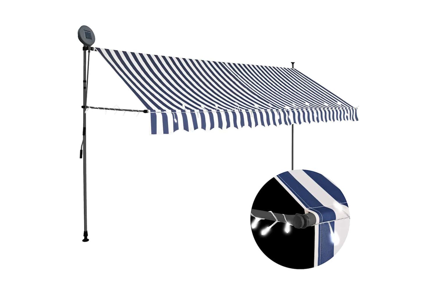 vidaXL 145847 Manual Retractable Awning With Led 400cm Blue And White