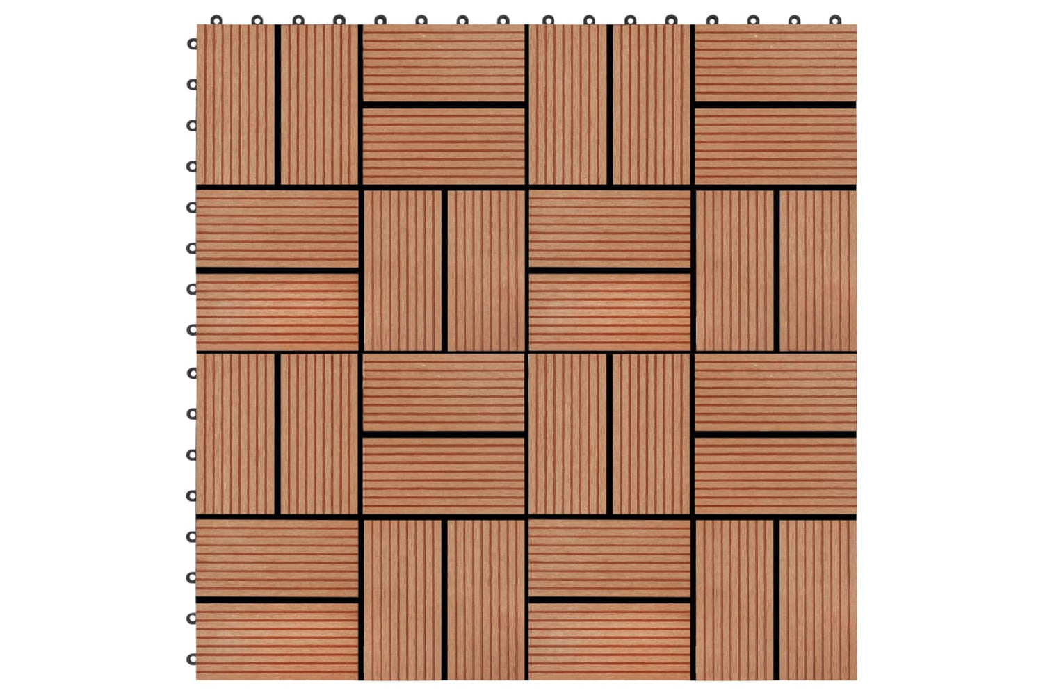 vidaXL 45032 11 Pcs Decking Tiles Wpc 30x30cm 1 Sqm Teak Co-2