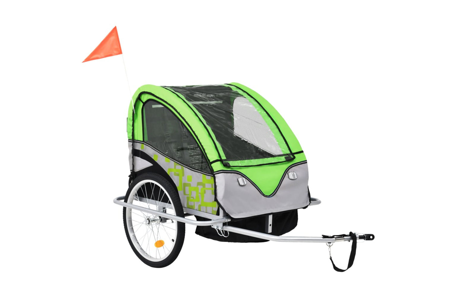 Vidaxl 2-in-1 Bike Trailer & Stroller Green And Grey-2