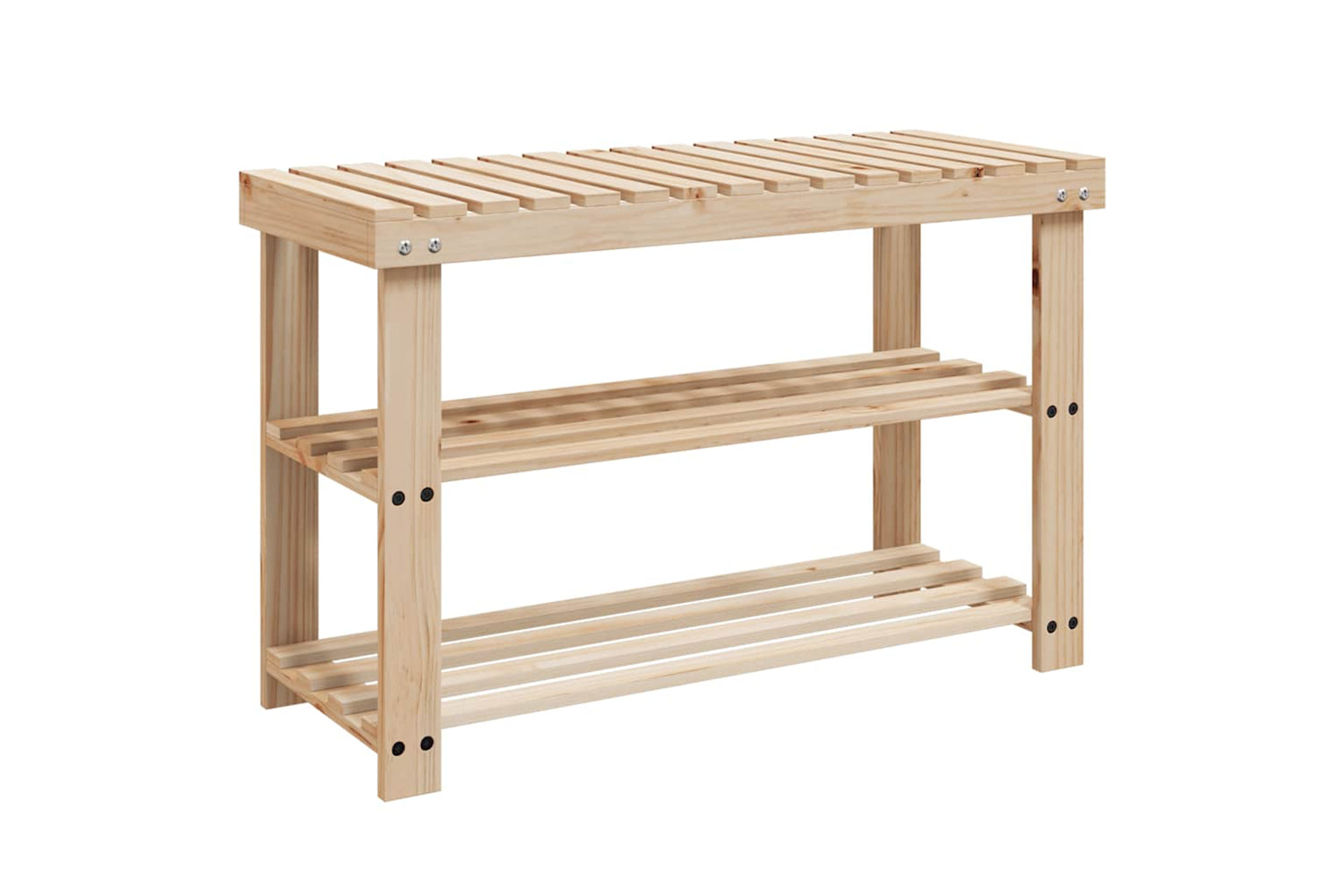 Vidaxl 241067 2-in-1 Shoe Rack With Bench Top Solid Fir Wood