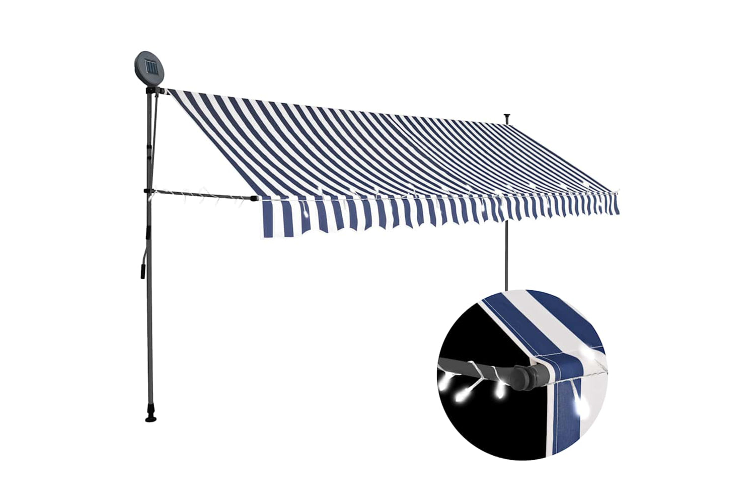 vidaXL 145846 Manual Retractable Awning With Led 350cm Blue And White
