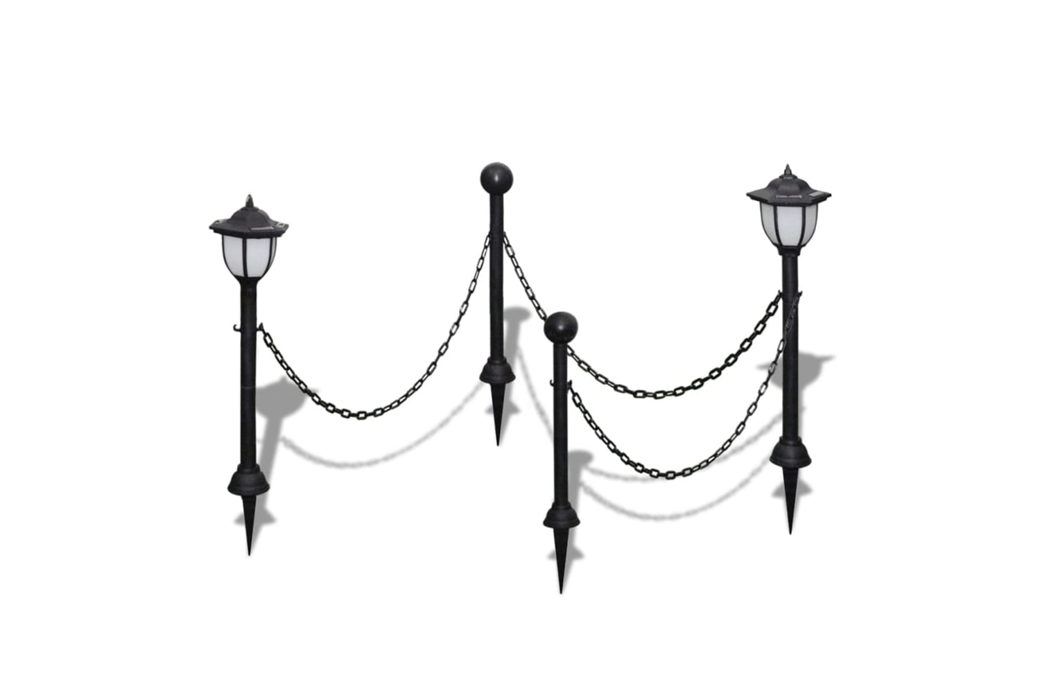 Vidaxl 40868 Chain Fence With Solar Lights Two Led Lamps Two Poles
