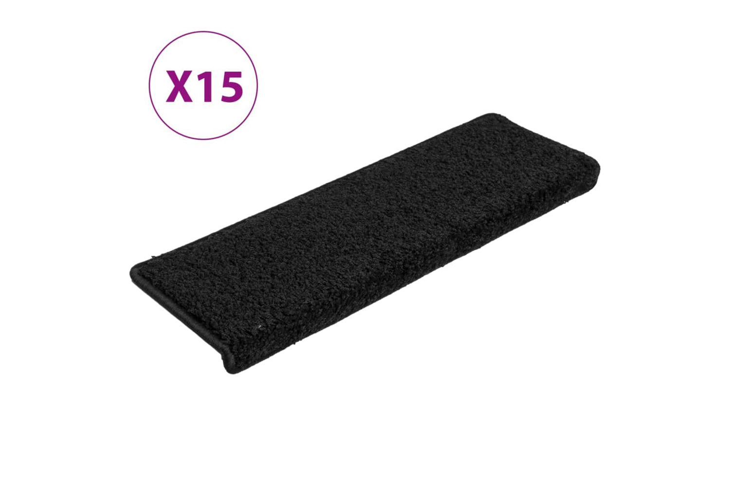 vidaXL Carpet Stair Treads 15 Pcs 65x21x4cm Black