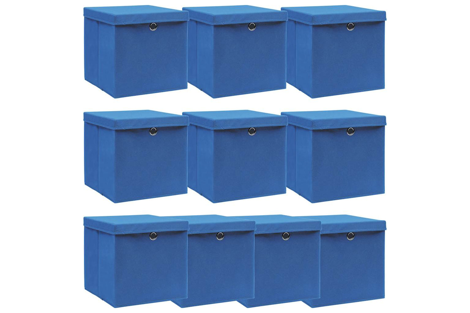 Vidaxl 288340 Storage Boxes With Lids 10 Pcs Blue 32x32x32 Cm Fabric