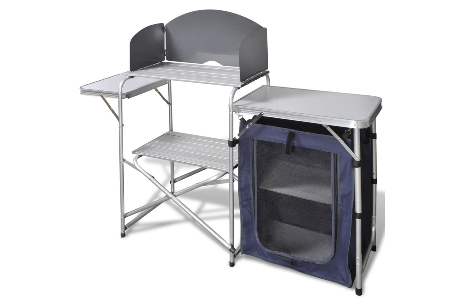 Vidaxl 41330 Foldable Camping Kitchen Unit With Windshield Aluminium-2