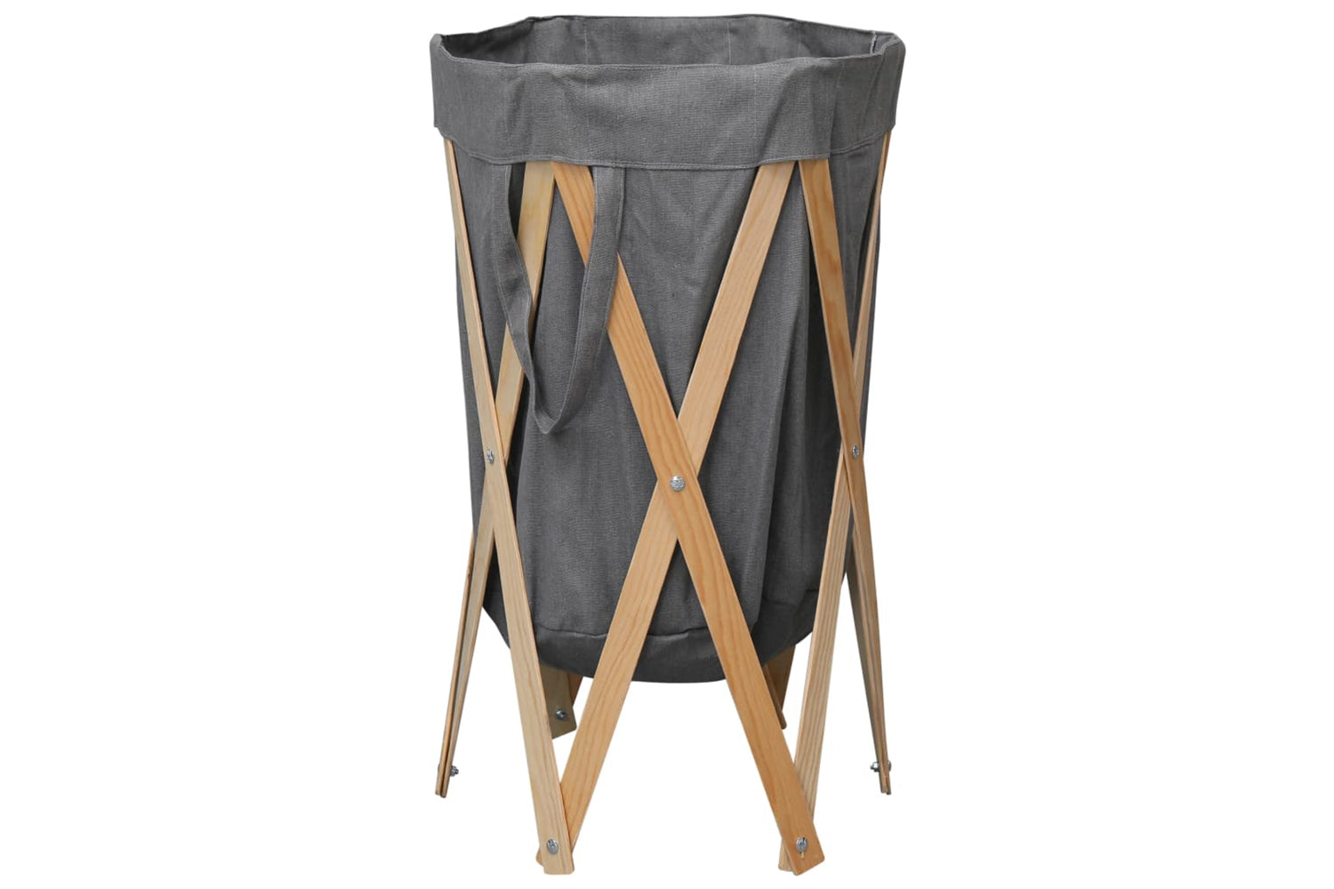 Vidaxl 284228 Folding Laundry Basket Grey Wood And Fabric