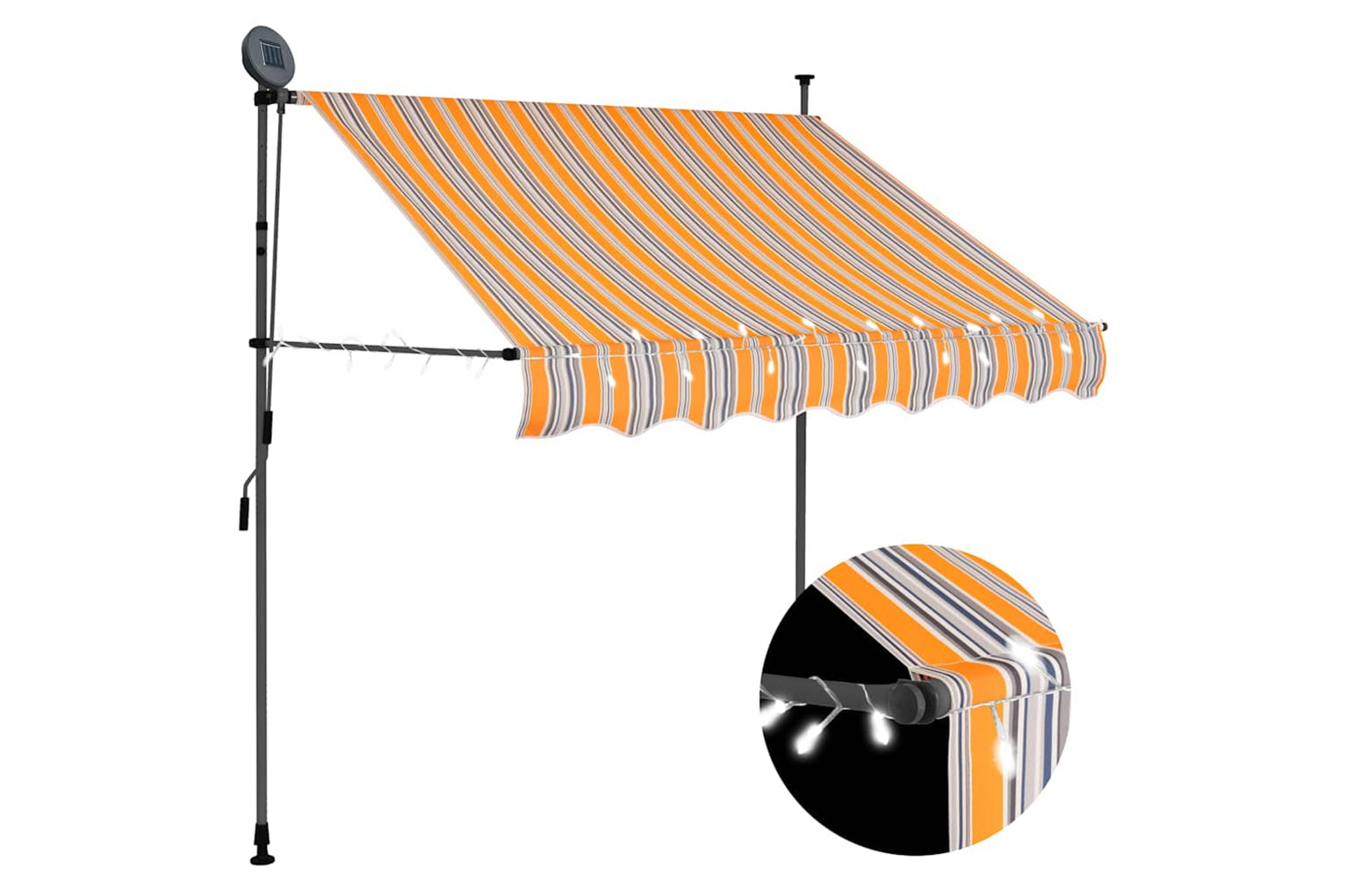 vidaXL 145850 Manual Retractable Awning With Led 200cm Yellow And Blue