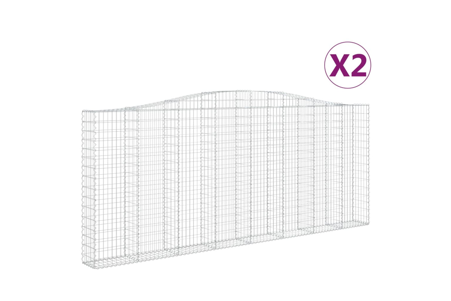 vidaXL 3145865 Arched Gabion Baskets 2 Pcs 400x30x160/180cm Galvanised Iron